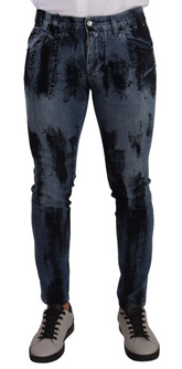 Dolce & Gabbana Blue Black Cotton Skinny Denim Jeans -   -  Dolce & Gabbana.